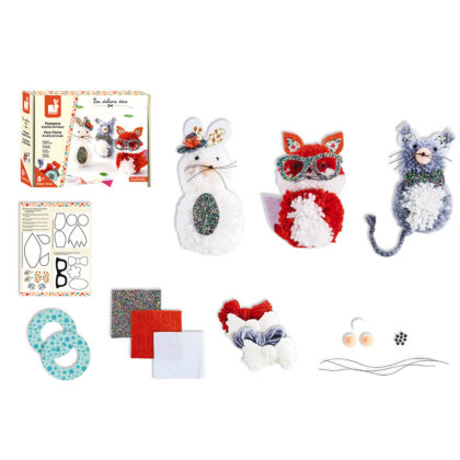 POMPONS 3 PETITS ANIMAUX JANOD