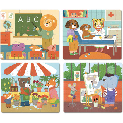 4 PUZZLES EVOLUTIFS EN BOIS LES METIERS
